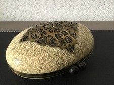 R & Y Augousti Shagreen (stingray) Enamel Oval Clutch Purse