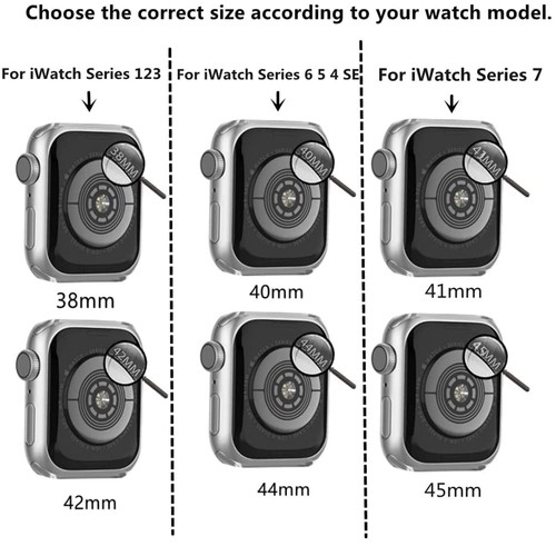 Apple Watch Series 9/8/7/6/5/4/3/SE Bling Estuche Protector de Pantalla 41/45 mm Cubierta - Imagen 37 de 47