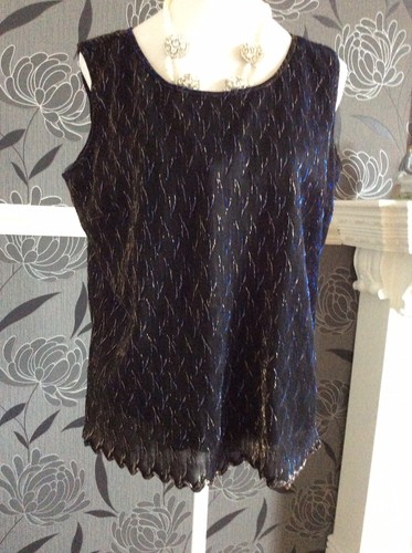 Berketex Lurex Black Long Sleeve Cardi And Top Size 18 Pristine Away - Picture 3 of 5