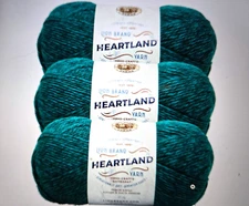 Lion Brand Yarn Heartland Med Pk 3 Sealed 5oz ea. Cuyahoga Valley holiday green