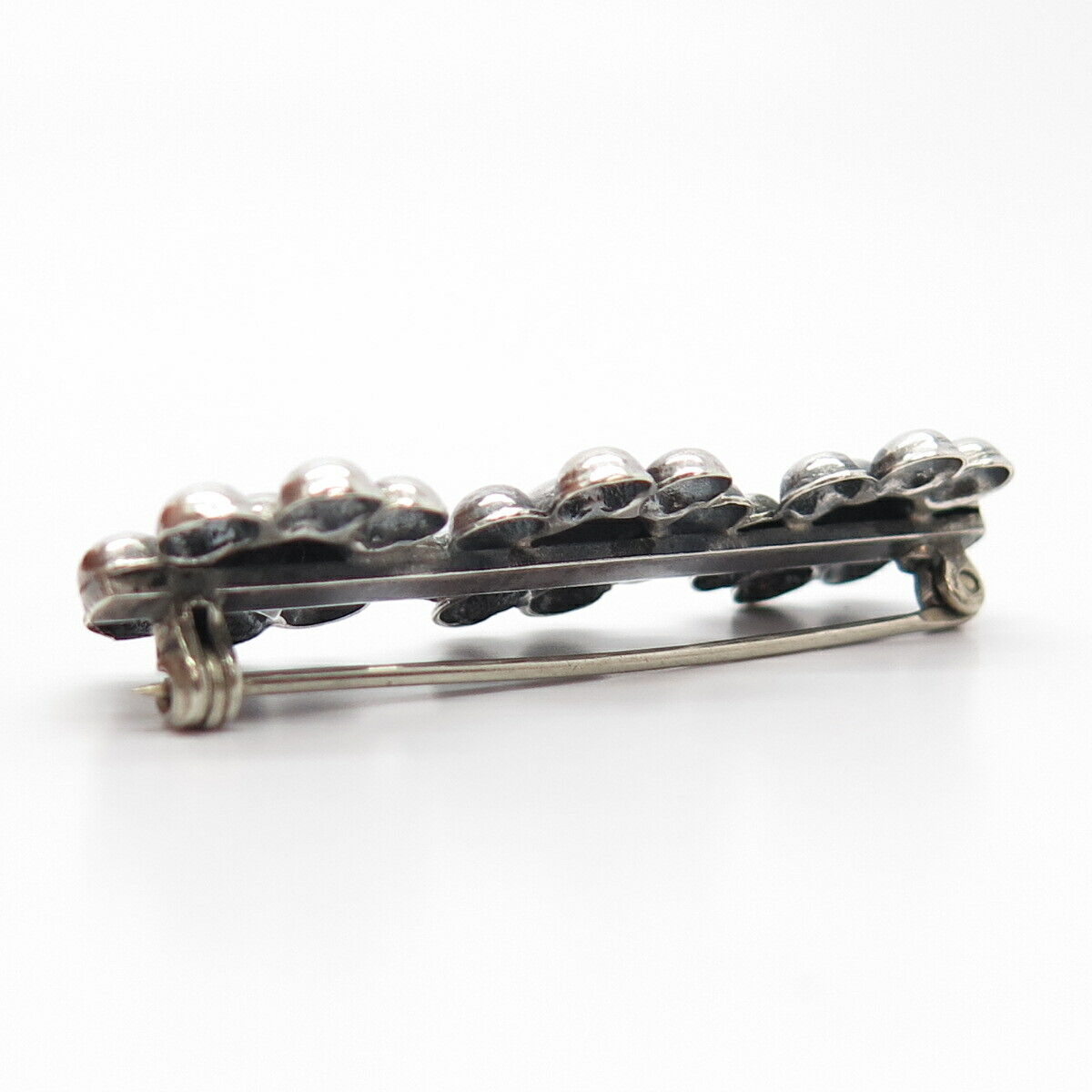 925 Sterling Silver Vintage Bead Triple Floral Pi… - image 5