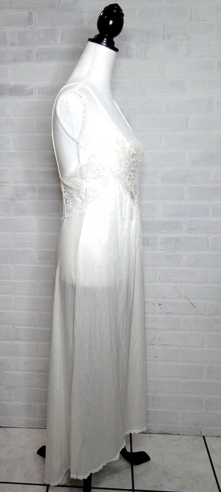 UNDERCOVER Abito lungo vintage Victoria's Secret perle raso avorio abito da sposa slip pizzo S