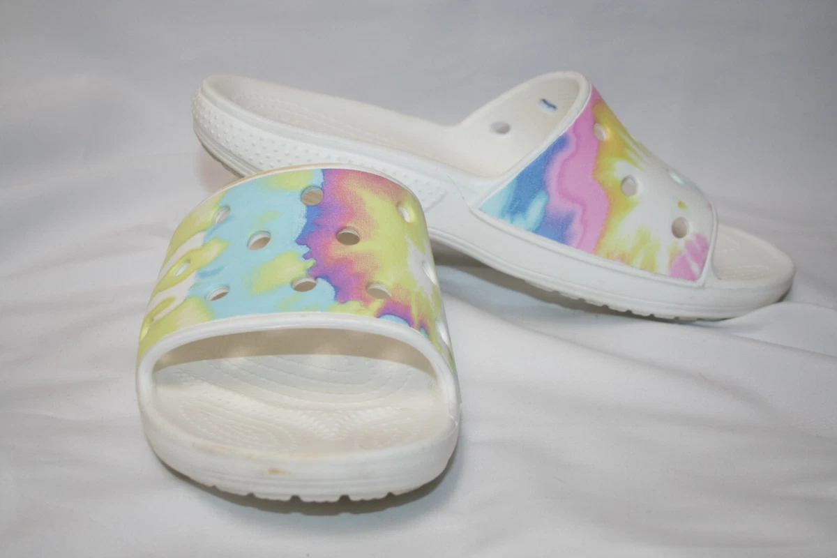 Rainbow croc slides sale