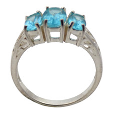 BEAUTIFUL KH STERLING SILVER LAB MADE AQUAMARINE 7MM SIZE:7 RING 2.8GR 3431