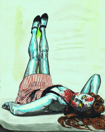 Original ink drawing Zombie girl