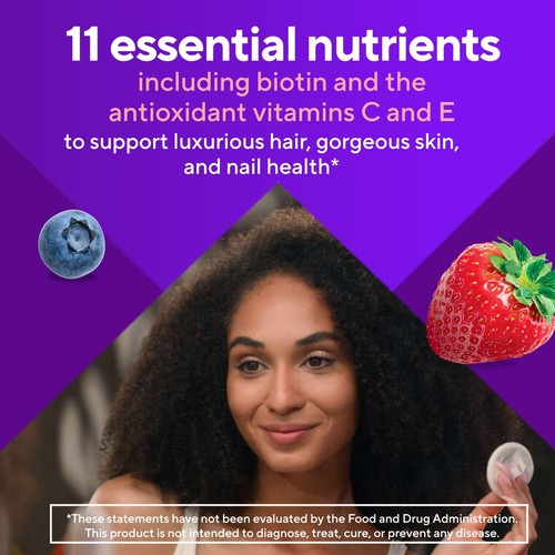 vitafusion Hair, Skin & Nails Gummy Vitamins, Multivitamin plus Biotin,100 Count - Picture 6 of 11