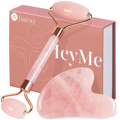 IcyMe Jade Roller & Gua Sha Face Roller Redness Reducing Skin Care Tools Self...