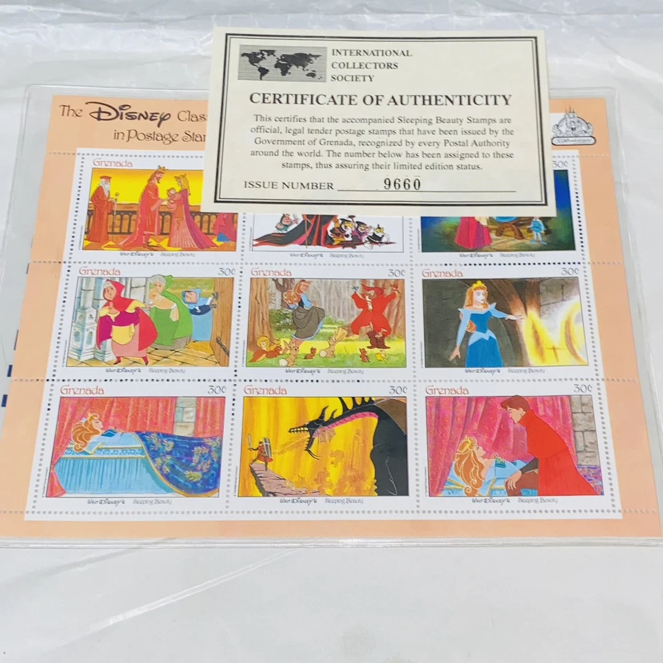 Selos vintage da Disney com certificado de autenticidade - 9 conjuntos! Dálmatas Alice Peter Pan Ect - Imagem 3 de 4