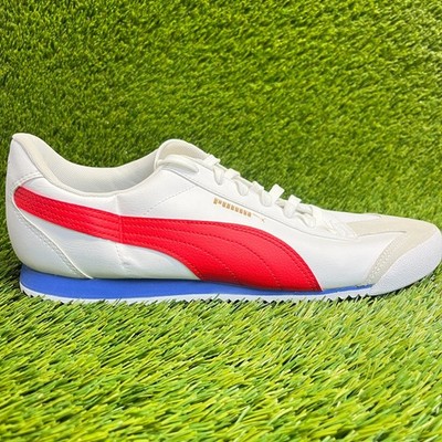 Puma Turin-0 Mens Size 12 White Red Blue Athletic Walking Leather Shoes Sneakers