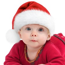 Baby Santa Hat for First Christmas - Toddler Xmas Velvet Headwear