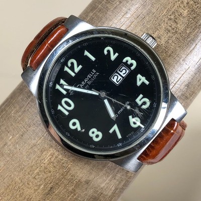 Caravelle by Bulova Men 43B30 Dress Date Leather Quartz Analog 40mm Watch 7''