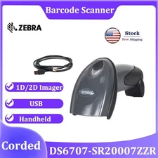 US Symbol Zebra Motorola DS6707-SR20007ZZR 1D 2D Barcode POS Scanner + USB CABLE