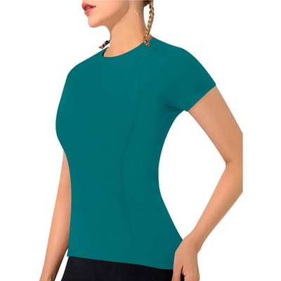 Sport T-Shirt Damen Kurzarm Workout Top Laufen Yoga Fitness Elastisch