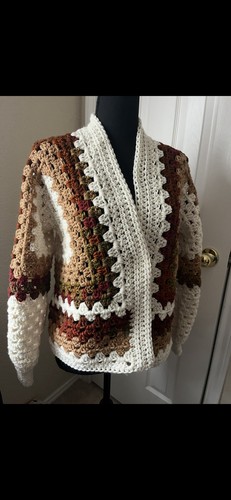 Handmade Crochet Hexi Granny Square Cardigan Ladies Women Oversized Medium Large