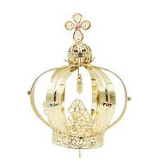 Our Lady of Fatima Gold Tone Metal Filigree Crown with Gem Accents for Statues