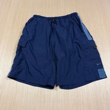 y2k Nike Vintage Cargo Shorts Baggies Nylon Lined M Striped Paratrooper ripstop