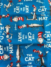 Dr Seuss The Cat in the Hat Cotton Fabric 25" x 42 Robert KAUFMAN Remnant