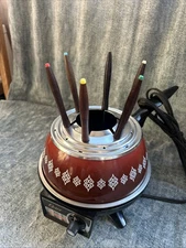 Vintage Fondue Set w 6 Forks * Electric * Oster