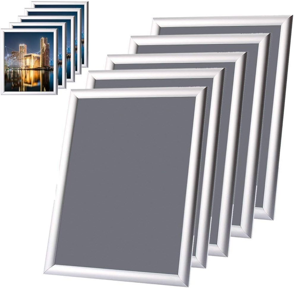 Snap Poster Frame, 5X A4 Waterproof Aluminium Silver Snap Picture Photo Holder f