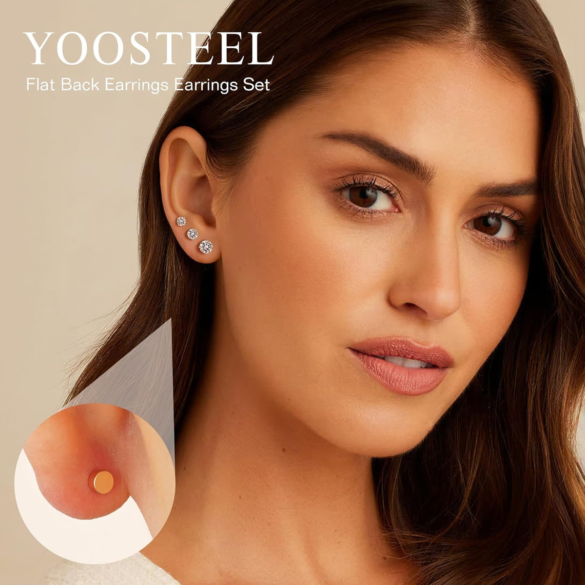 6 Pairs Hypoallergenic Silver Flat Back Earrings for Women,Stud Trendy Jewelry View 5