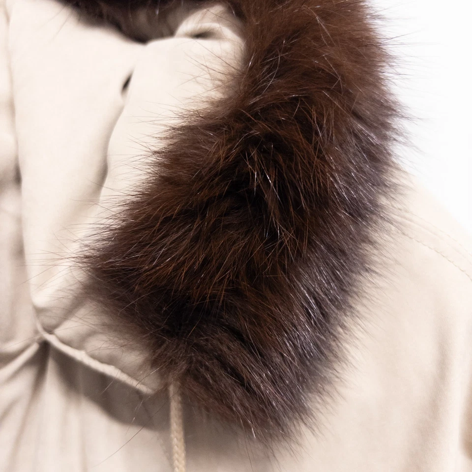 Parka con capucha grande Thermolite cintura ceñida parka de piel de zorro Colorado de colección de los años 80 Foto 4 de 4