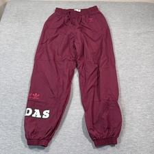 Adidas Logo Play Track Pants Women Medium Burgundy Lined Logo Cuffed