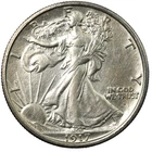 1917-D Obv Denver Walking Liberty Half Dollar 50C AU+ Almost Uncirculated Detail