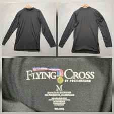 Flying Cross Base Layer Shirt Mens M Black Long Sleeve Performance Stretch