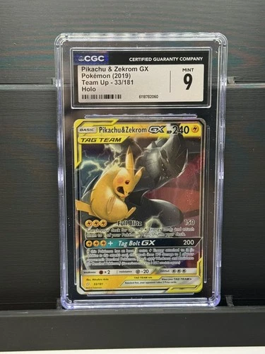 Pokémon Pikachu & Zekrom GX 33/181 Ultra Rare Full Art Holo Sm-Team Up CGC 9