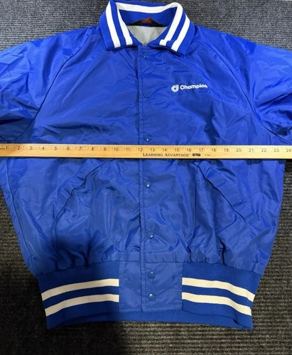Vintage 80s 90s Champion Pla-Jac Dunbrooke Bomber Jacket Mens L Blue Made USA image 7