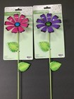 Set of 2 pretty flowers metal Stakes garden pick - 14” the spring shop new
