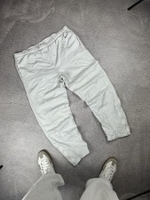 Vintage Nike Track Pants White Silver Swoosh Made in Taiwan Size L 90s Retro