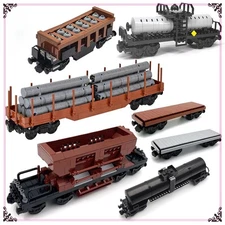 Creative Small Building Blocks German Freight Train Carriages Stone/Coal/Low-bed