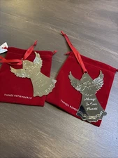 Things Remembered - 2 Silver Flat Angels – Always In Our Hearts New In Red Bag