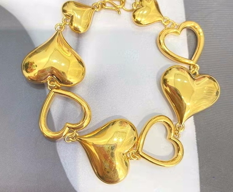 24K Pure Gold, 24K Gold Bracelet, Gold Heart Bracelet, Pure Gold Bracelet