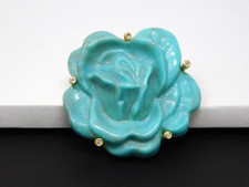 Vtg JOAN RIVERS Faux Turquoise Rhinestone Resin Rose Convertible Brooch Pendant