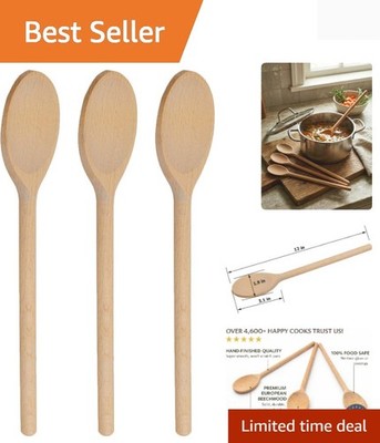 Eco-Friendly 12-Inch Beechwood Stirring Spoons - Durable Kitchen Essentials