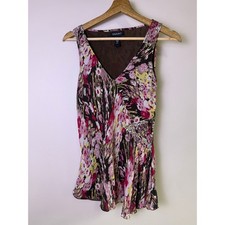 Ideology 100% Silk Floral Beaded Sleeveless T...