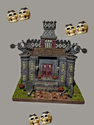 HAWTHORNE VILLAGE Halloween Haunted Manor Skeleton BIKERS Death Valley Rally