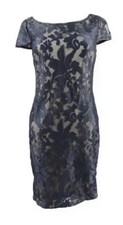 Calvin Klein CK Lace Cap Dress - Indigo - Size: 6uk (£115rrp!!)