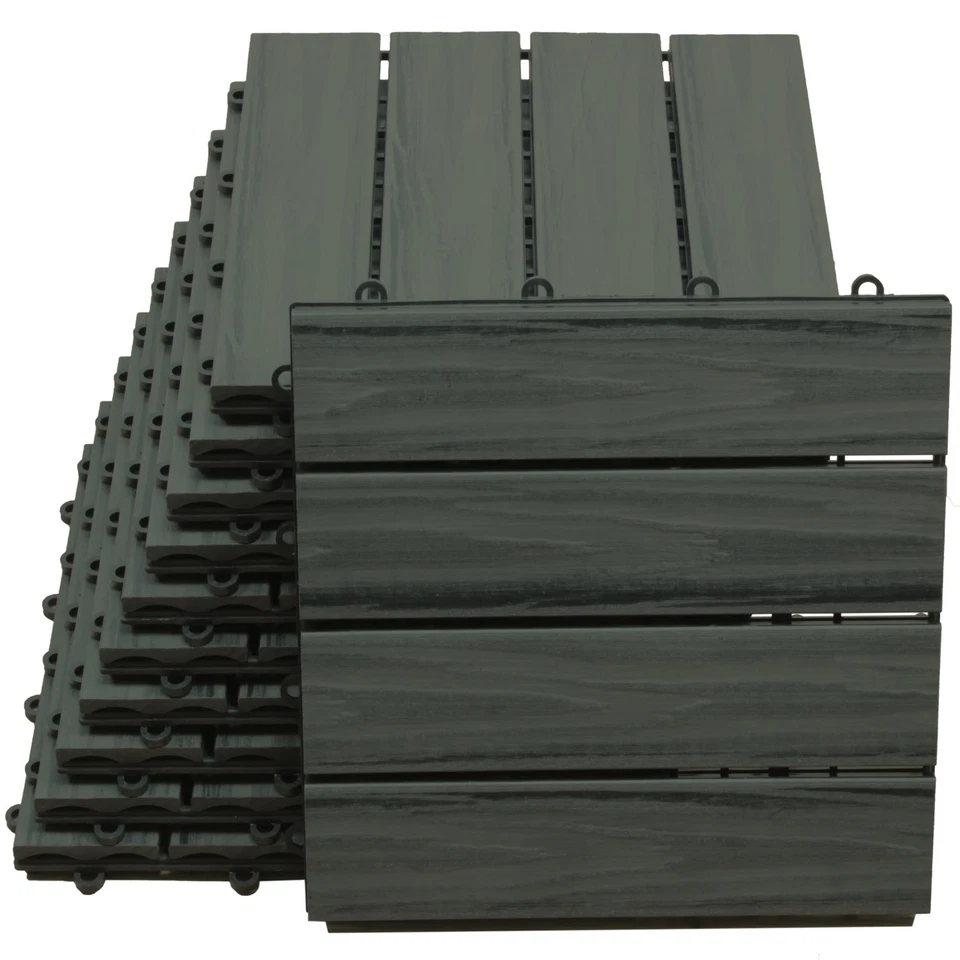 WPC Fliesen mit 3D Maserung Holzfliese Terrasse Balkonboden LAGERABVERKAUF - Bild 4 von 4