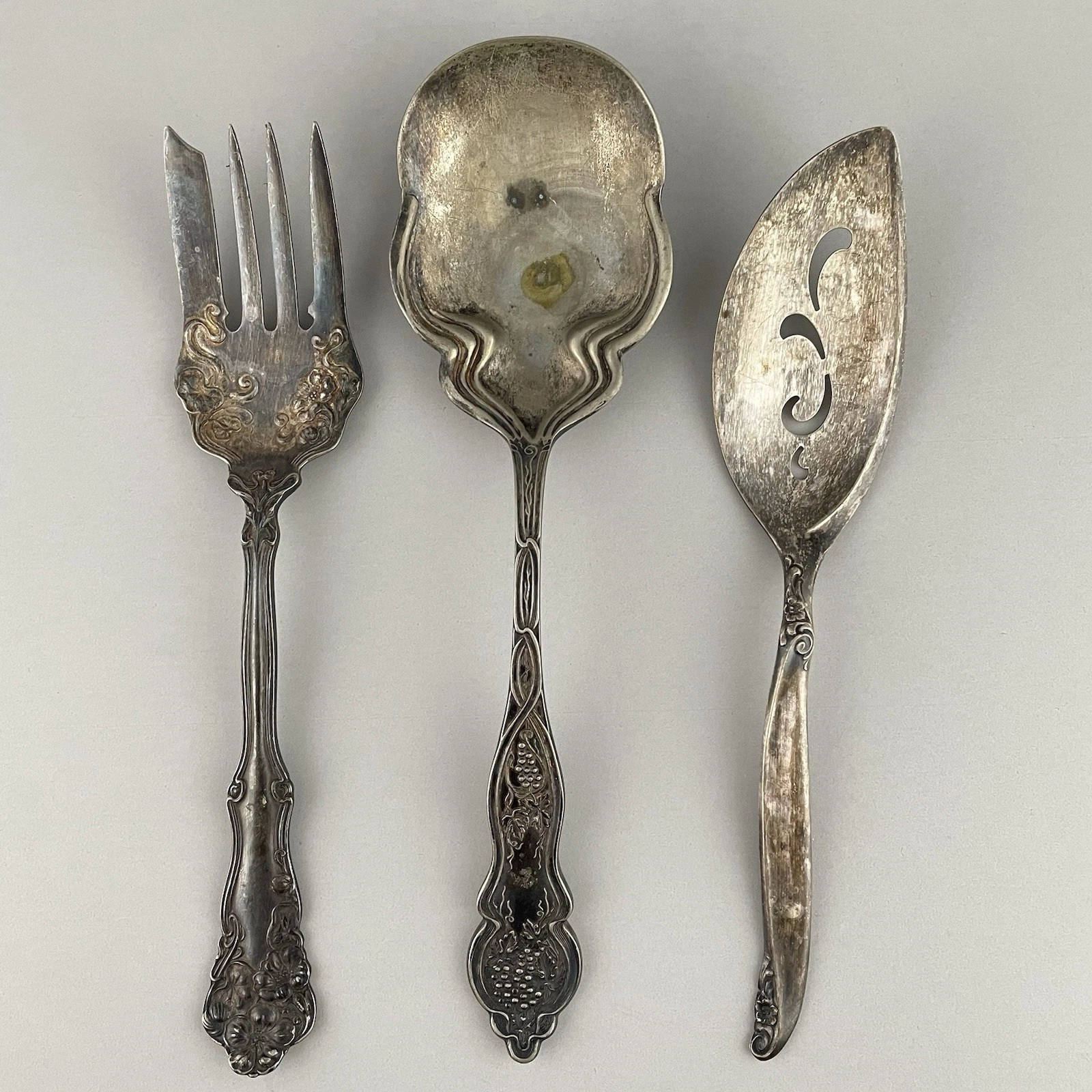 Vintage Silver Plated Serving Spoon Meat Fork Pie Server Mixed Lot of 3