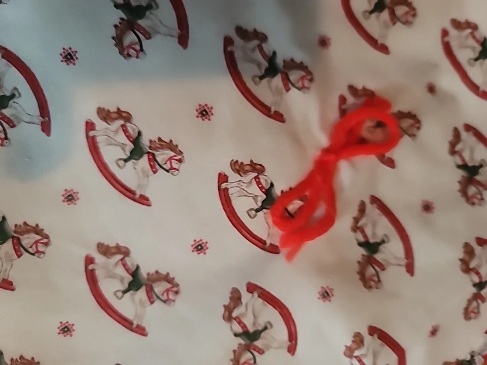 Falda Árbol de Navidad Hecha a Mano Muñecos de Nieve Caballo Mecedor Encaje Retazos De Colección '88 Foto 4 de 4