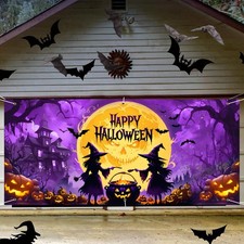 Halloween Garage Door Cover, 6 x 13 Ft Large 6 x 13 Ft, Witch