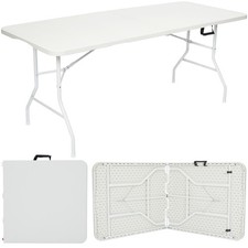 Image of Folding Table 4ft & 6ft Heavy-Duty Waterproof, Adjustable Height Camping, Picnic