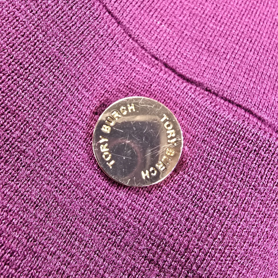 Vestido Tory Burch Para Mujer Medio Púrpura Manga Corta Bolsillos Mezcla de Lana Mod Chic Foto 4 de 4