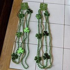 St. Patrick's Day Shamrock Necklace X 2 2019 Green  Gold NWT