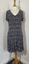 Next Size 14 Dress Navy Summer Holiday Party Work Casual Short Sleeve 1630