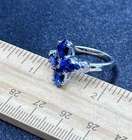 Sterling Silver Blue Sapphire Gemstone Ring-4.4 Grams-Size 8-Vintage Estate Find