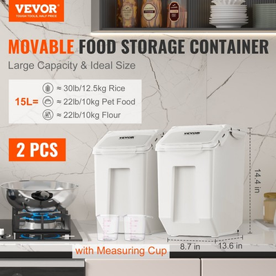 #ad Ingredient Storage Bin 2 X 15L Dispenser Bin With 2 Measuring Cups Attachable $38.00